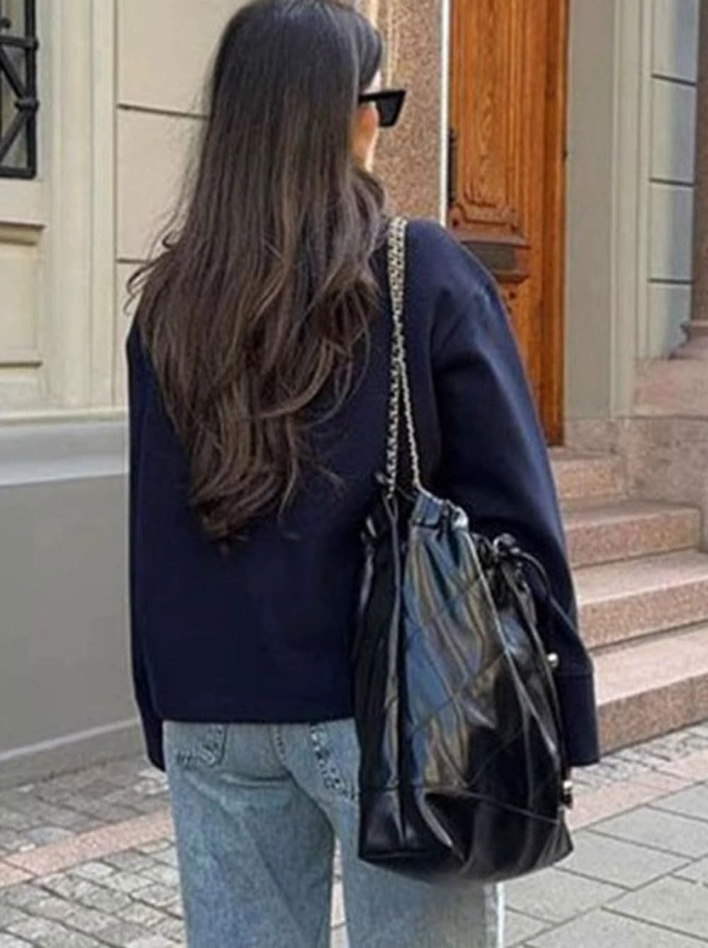 Women Crop Pea Coat Wool Blend Winter Loose Casual Short Jacket Outwear