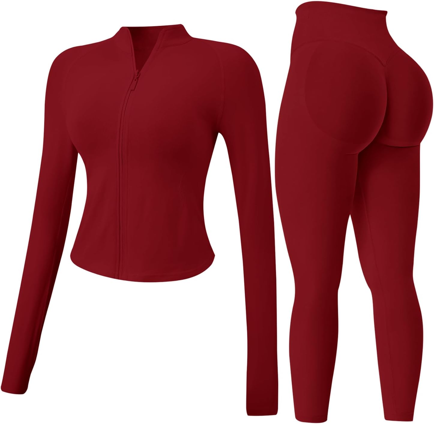 Women's 2Pcs Gym Sets Tracksuit Sweatsuit Yoga Suit Long Sleeve Activewear Zip up.