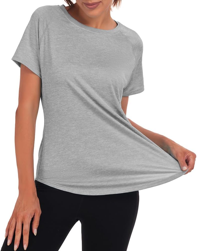 Women'S Gym Shirts, Short Sleeve Lightweight Moisture Wicking Quick Dry Back Mesh Loose Fit Sports Tops for Ladies.