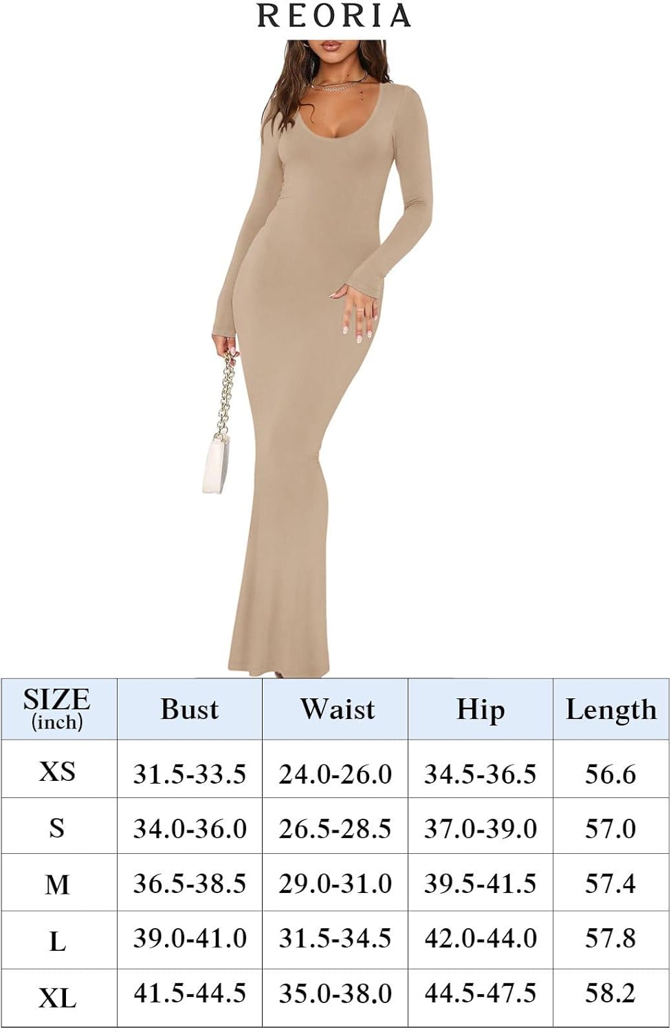 Women'S  Scoop Neck Long Sleeve Lounge Long Dress Ribbed Bodycon .