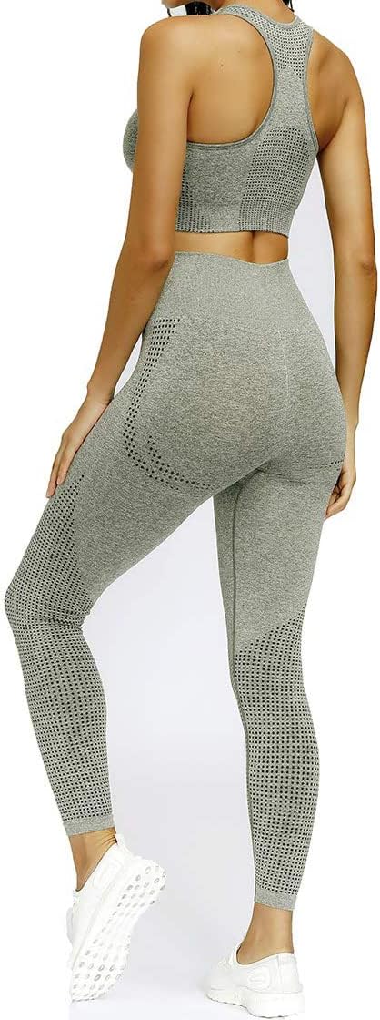 Seamless Tracksuit for Women,2/3Pcs Outfits Workout Joggers Yoga Gym Sportswear Leggings and Stretch Sports Bra Jumpsuits Clothes Sets.