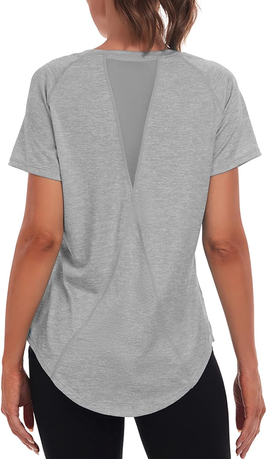 Women'S Gym Shirts, Short Sleeve Lightweight Moisture Wicking Quick Dry Back Mesh Loose Fit Sports Tops for Ladies.