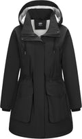Women'S Waterproof Coat with Hood Long Winter Windproof Parka Jacket  Warm Raincoat for Hiking Traveling Walking.