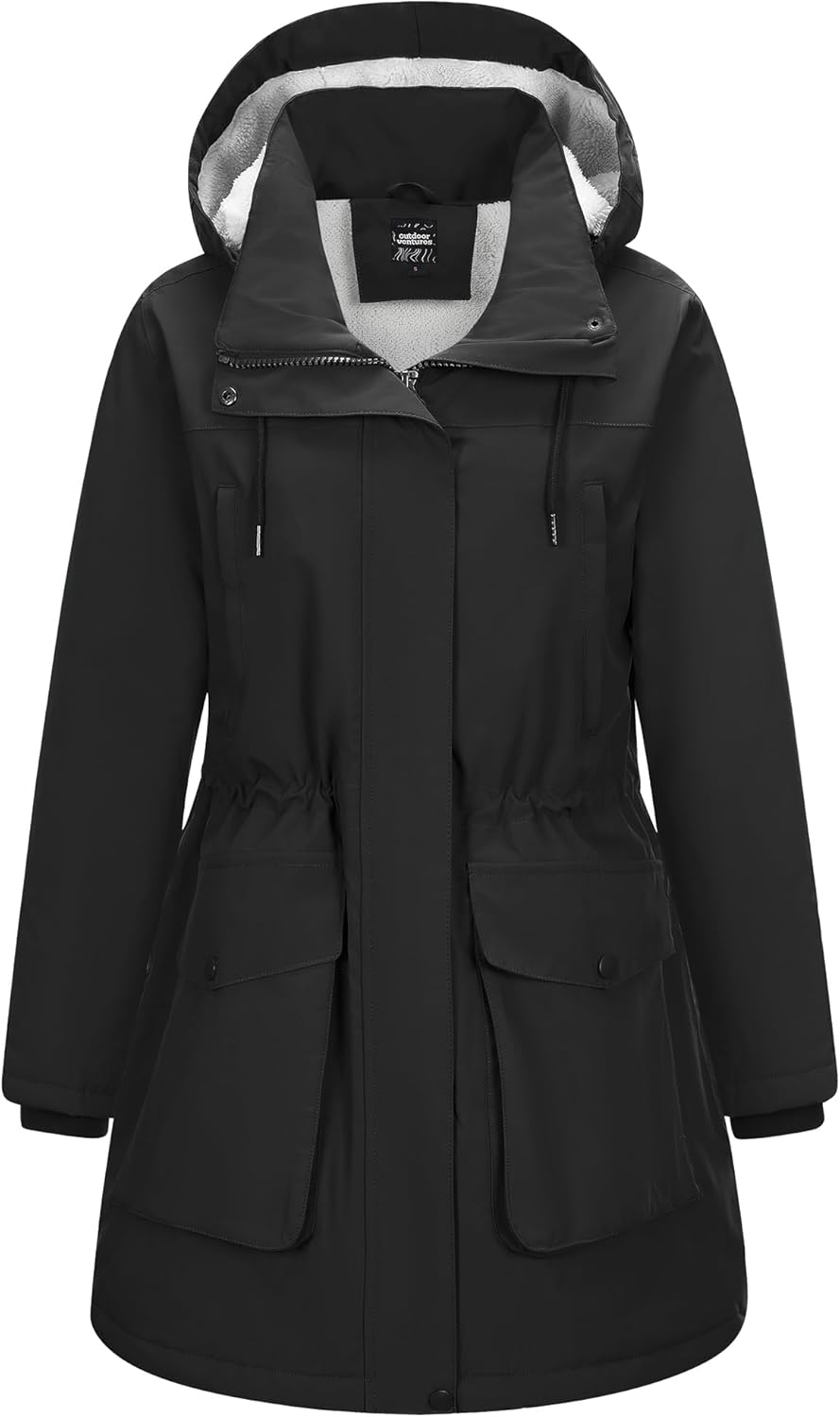 Women'S Waterproof Coat with Hood Long Winter Windproof Parka Jacket  Warm Raincoat for Hiking Traveling Walking.