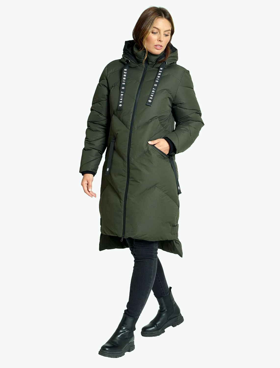 Women'S 'Newby' Hooded Longline Quilted Puffer Coat