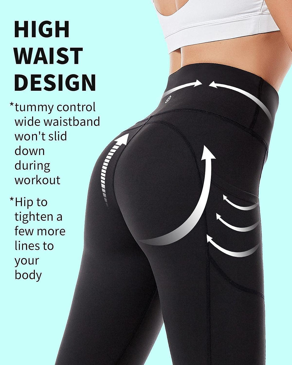 Yoga Pants for Women, Gym Leggings Workout Leggings with Pockets, High Waisted Women Sports Running Tights.