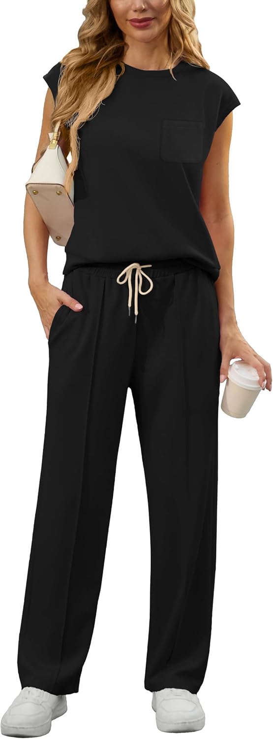 Two Piece Outfits Women Summer Short Sleeve Tracksuit Women's Full Set .
