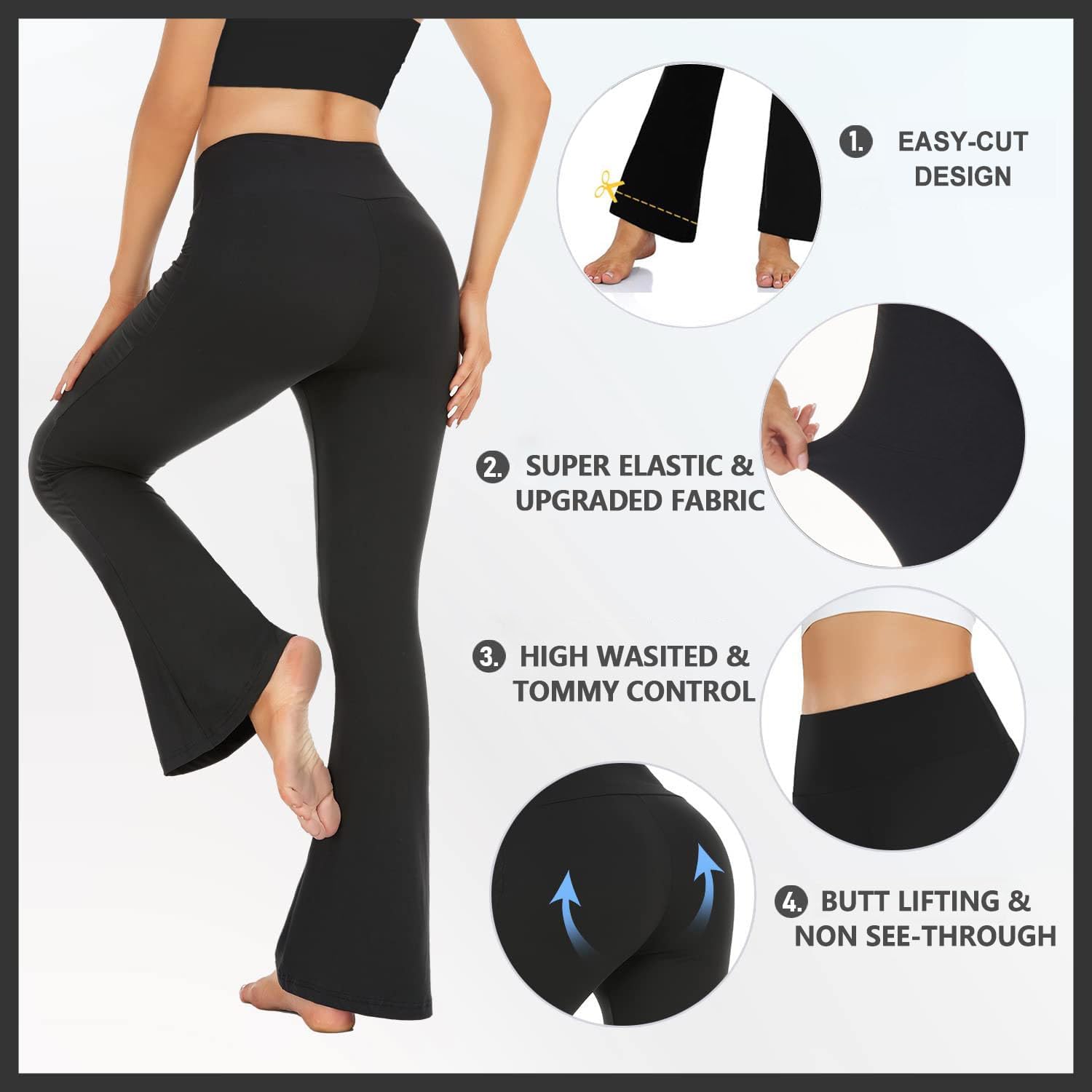 Yoga Pants for Women Flared Leggings High Waisted Bootcut Black Trousers Women'S Workout Bootleg Stretchy Leggings.