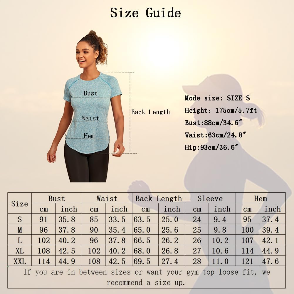 Women'S Gym Shirts, Short Sleeve Lightweight Moisture Wicking Quick Dry Back Mesh Loose Fit Sports Tops for Ladies.