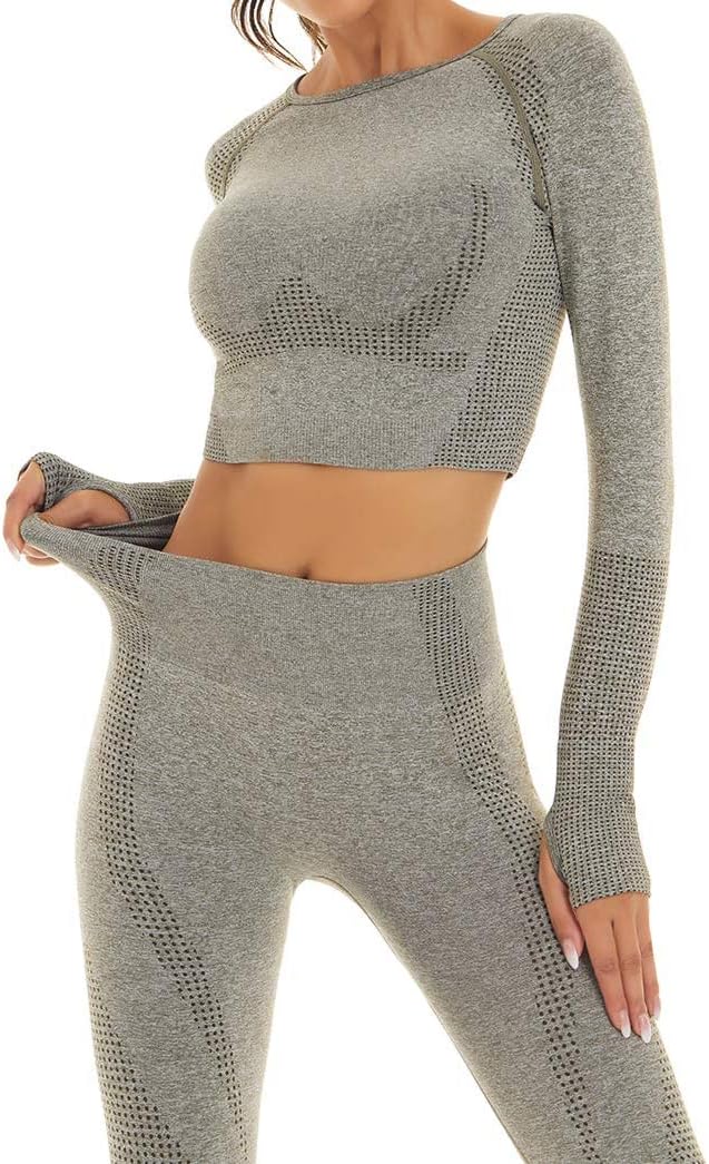 Seamless Tracksuit for Women,2/3Pcs Outfits Workout Joggers Yoga Gym Sportswear Leggings and Stretch Sports Bra Jumpsuits Clothes Sets.