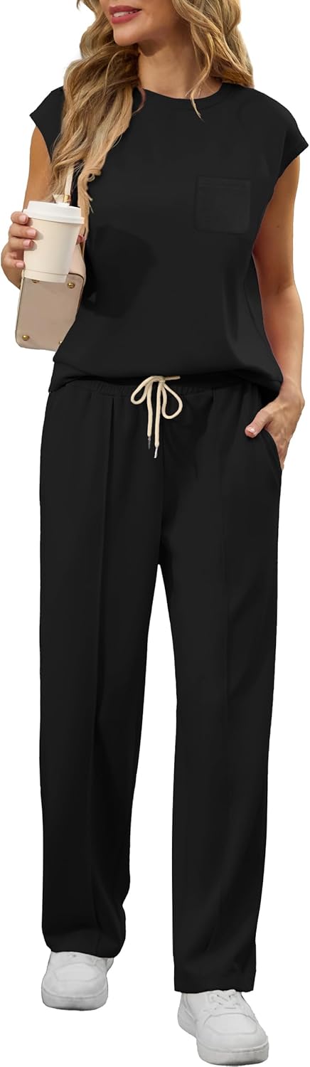 Two Piece Outfits Women Summer Short Sleeve Tracksuit Women's Full Set .