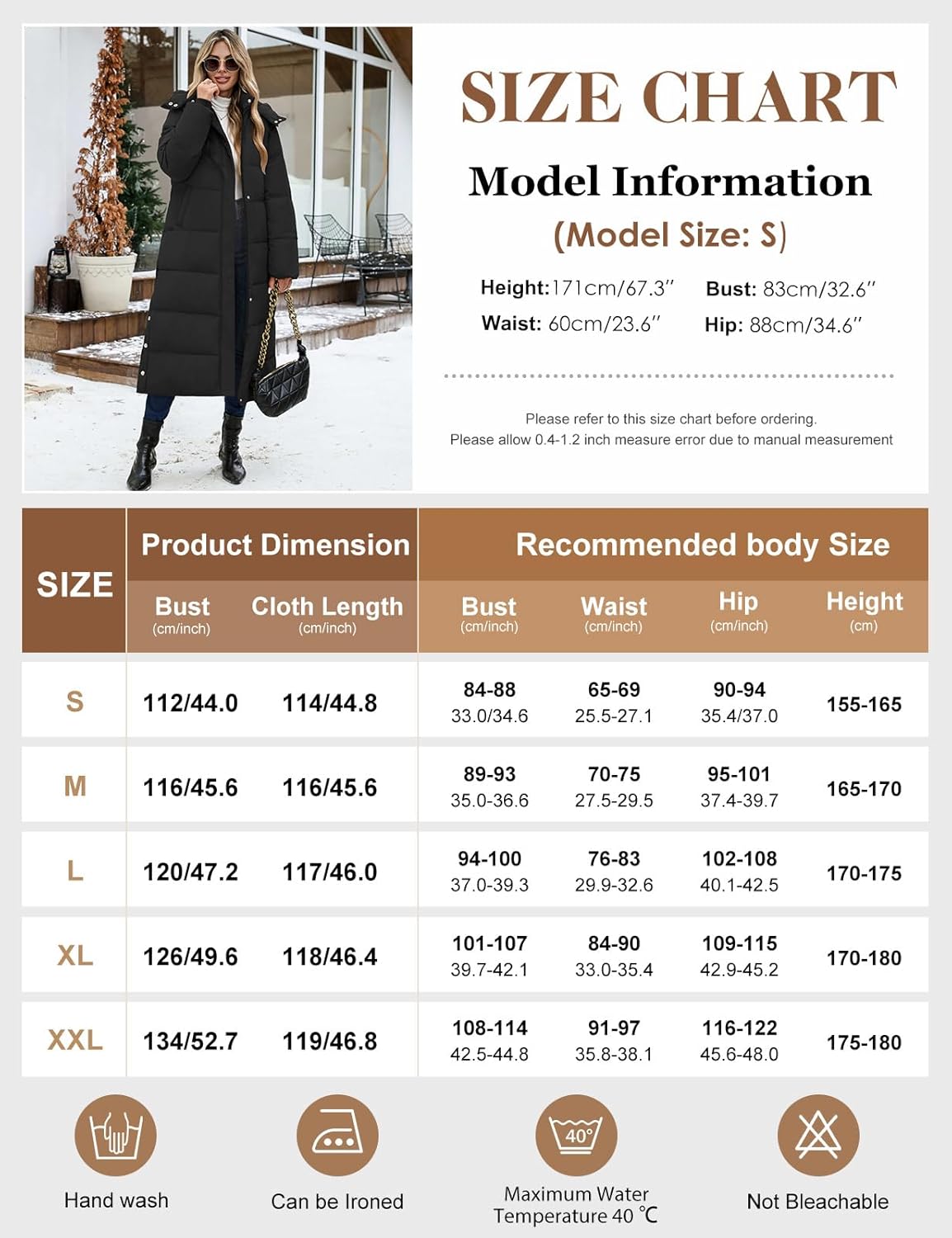 RITOSTA Women’s Long Down Coat – warm quilted hooded puffer jacket with zip closure, water-repellent fabric, and handy pockets for winter wear.