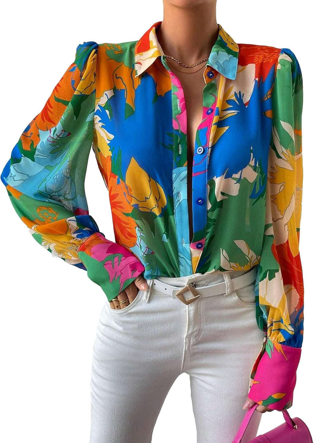 Long Sleeve Blouses for Women Button down Shirts Dressy Casual Blouse.