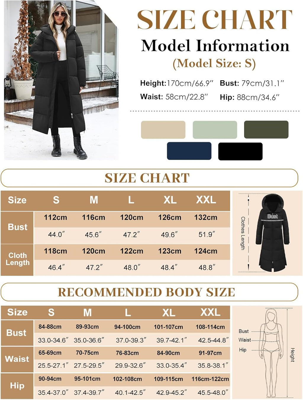 Women'S Long Coats Winter Jackets for Women Quilted Padded Coats Elegant Thermal Ladies Puffer Jackets Zipper Hooded Parka Overcoat Water Repellent Windproof Outerwear