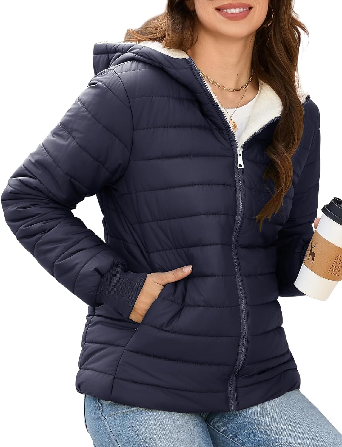 A women’s winter jacket that’s lightweight, quilted and padded, perfect for everyday cold-weather wear. 