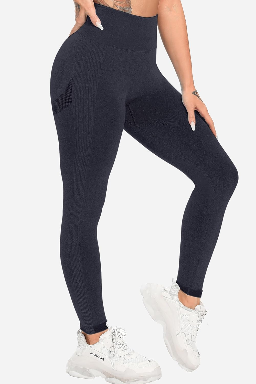  Leggings Smile Contour Women High Waist Ruched Butt Lifting Gym Sports Leggings.