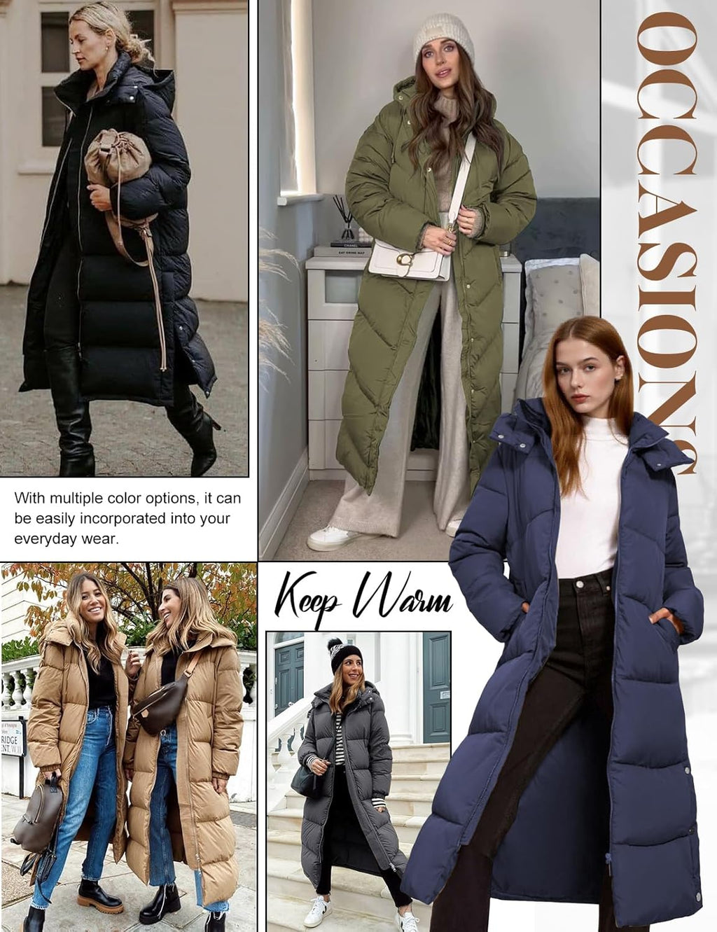 RITOSTA Women’s Long Down Coat – warm quilted hooded puffer jacket with zip closure, water-repellent fabric, and handy pockets for winter wear.