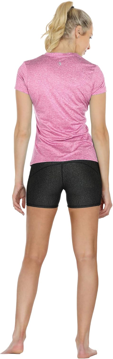 Women'S Workout Running T-Shirt Yoga Fitness V-Neck Short-Sleeve Tops Sports Shirt, 3 Pack