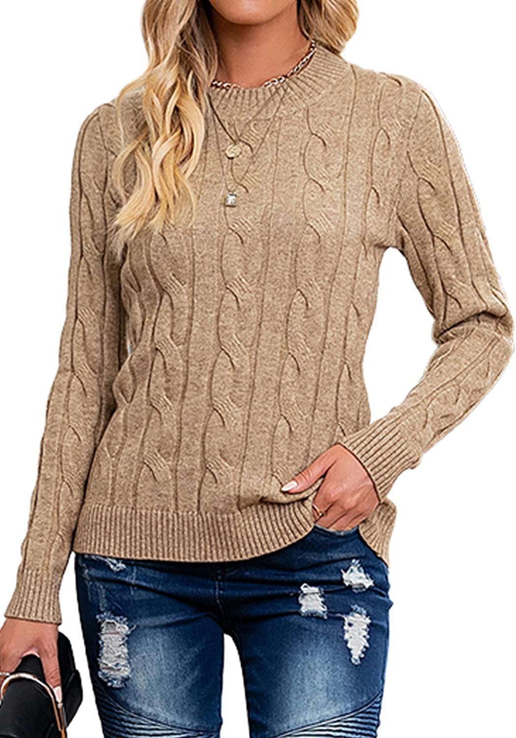 Women Cable Knit Jumper Casual.
