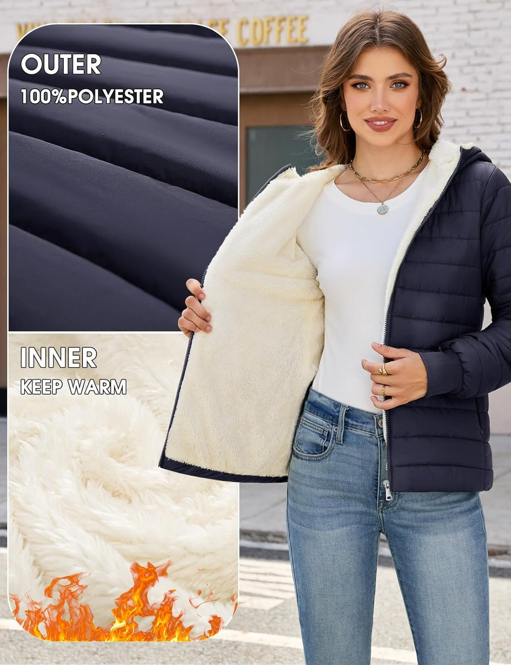 A women’s winter jacket that’s lightweight, quilted and padded, perfect for everyday cold-weather wear. 