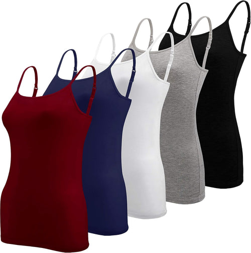 5 Pieces Basic Camisole Adjustable Strap Vest Top for Women and Girl.