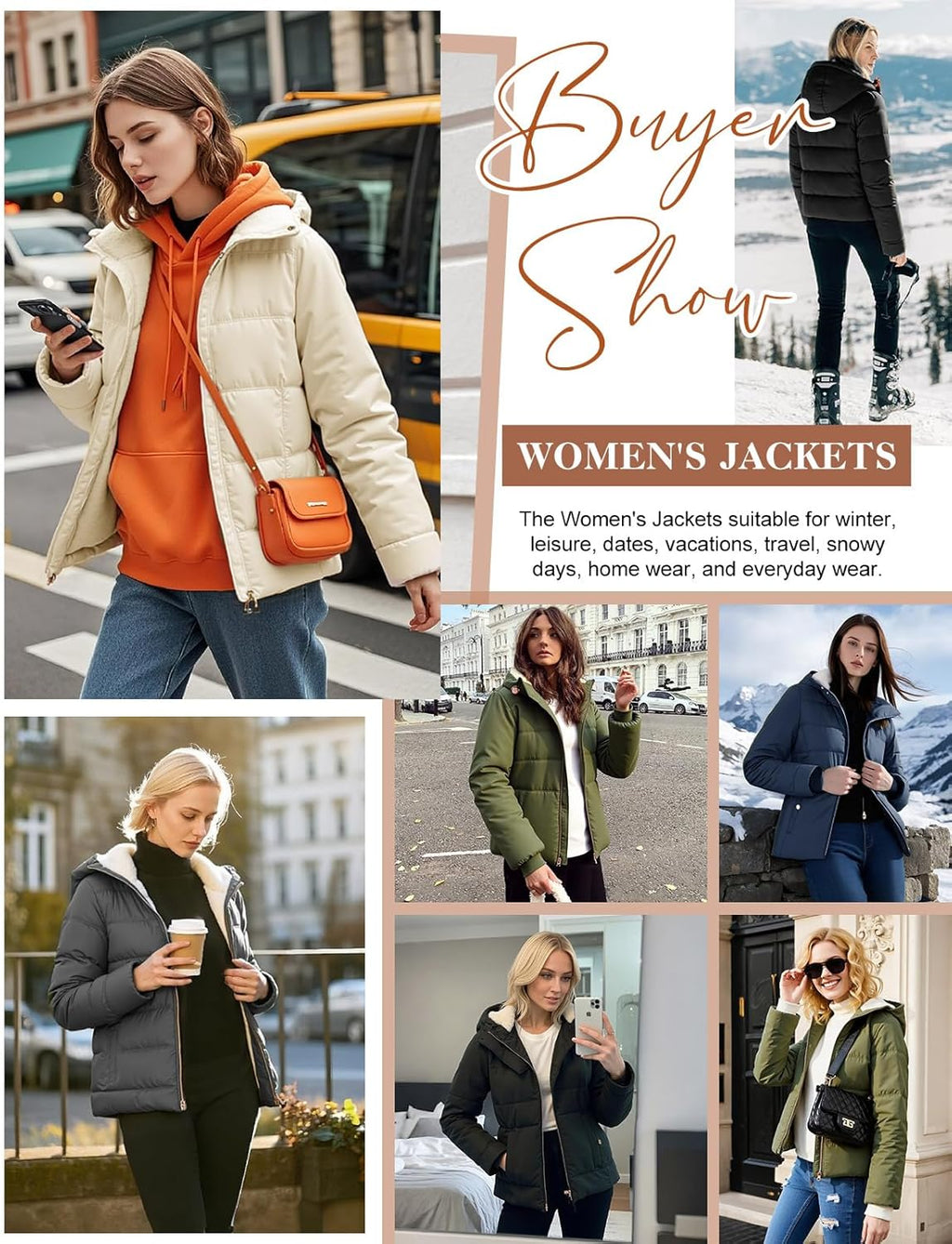 Vancavoo Women's Coats Winter Jackets Ladies Hooded Parka Long Quilted Puffer Coat