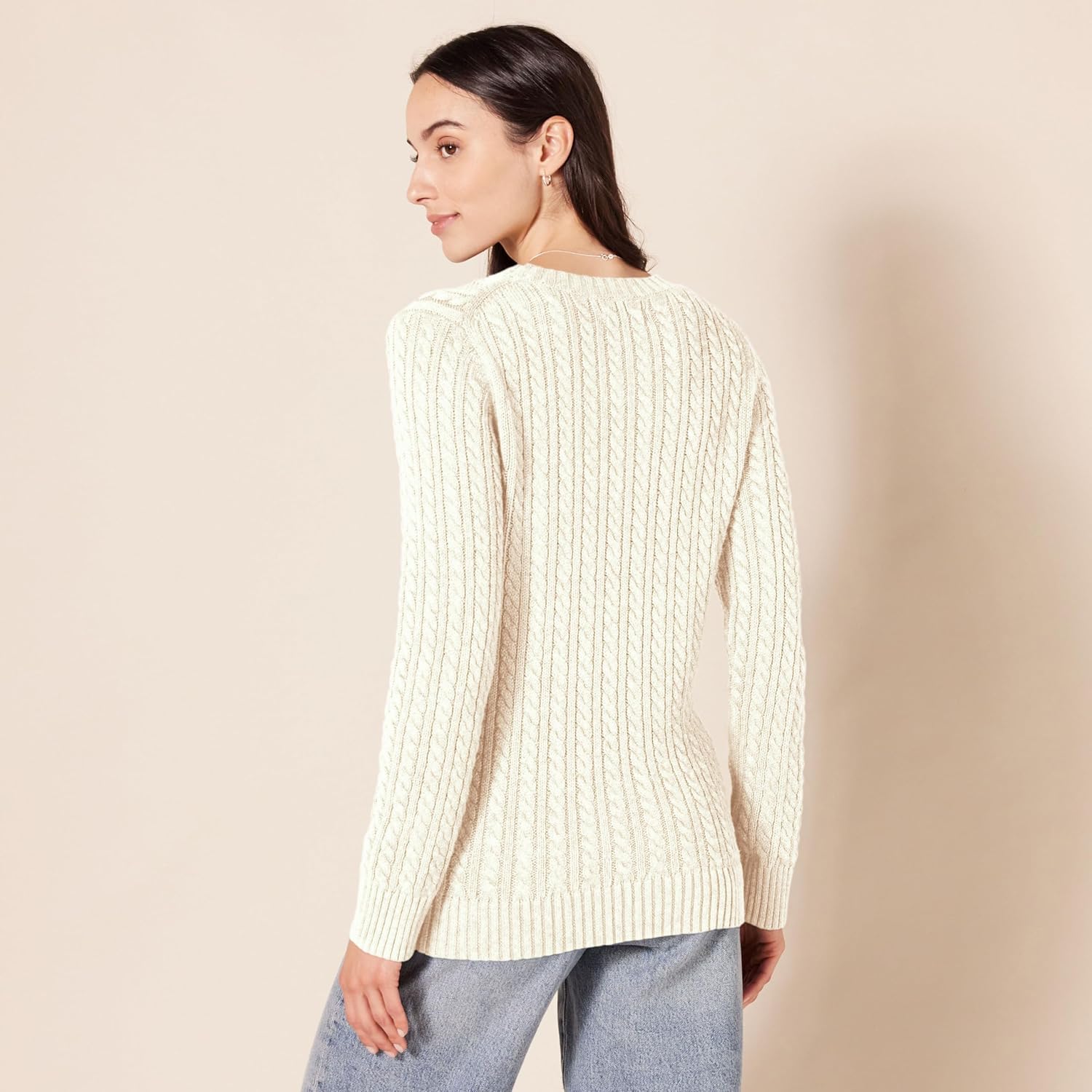 Women'S Fisherman Cable Knit Long-Sleeve Crewneck Jumper .