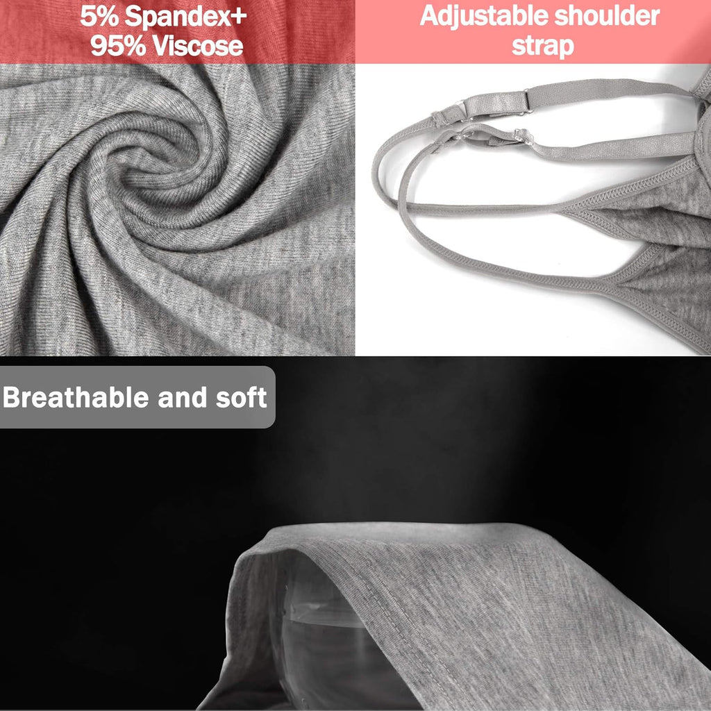 5 Pieces Basic Camisole Adjustable Strap Vest Top for Women and Girl.