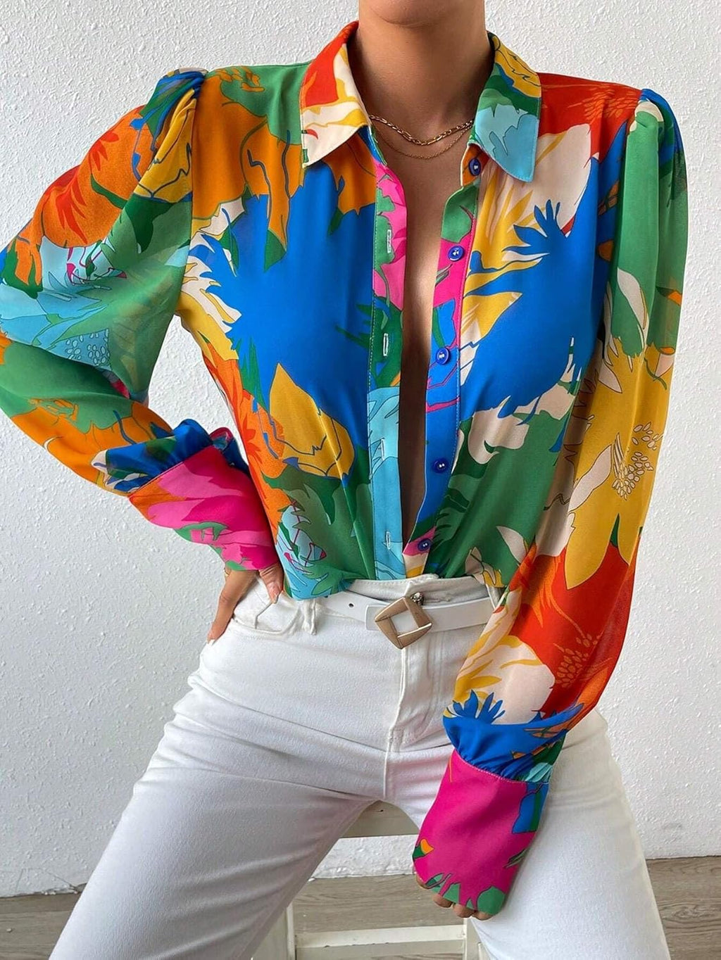 Long Sleeve Blouses for Women Button down Shirts Dressy Casual Blouse.