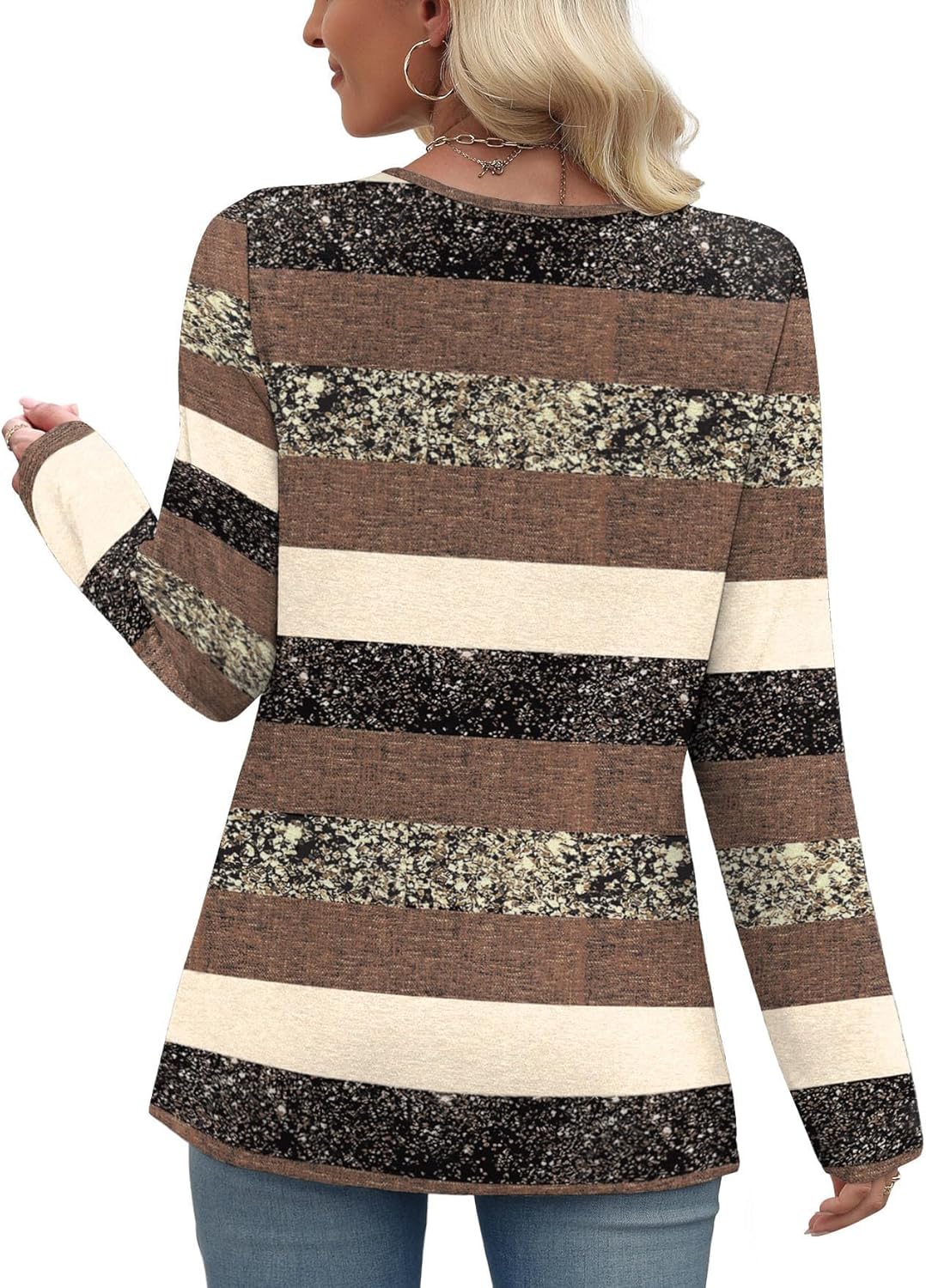 Ladies Jumpers Long Sleeve Tops Women Lightweight V Neck Ladies Tunic.