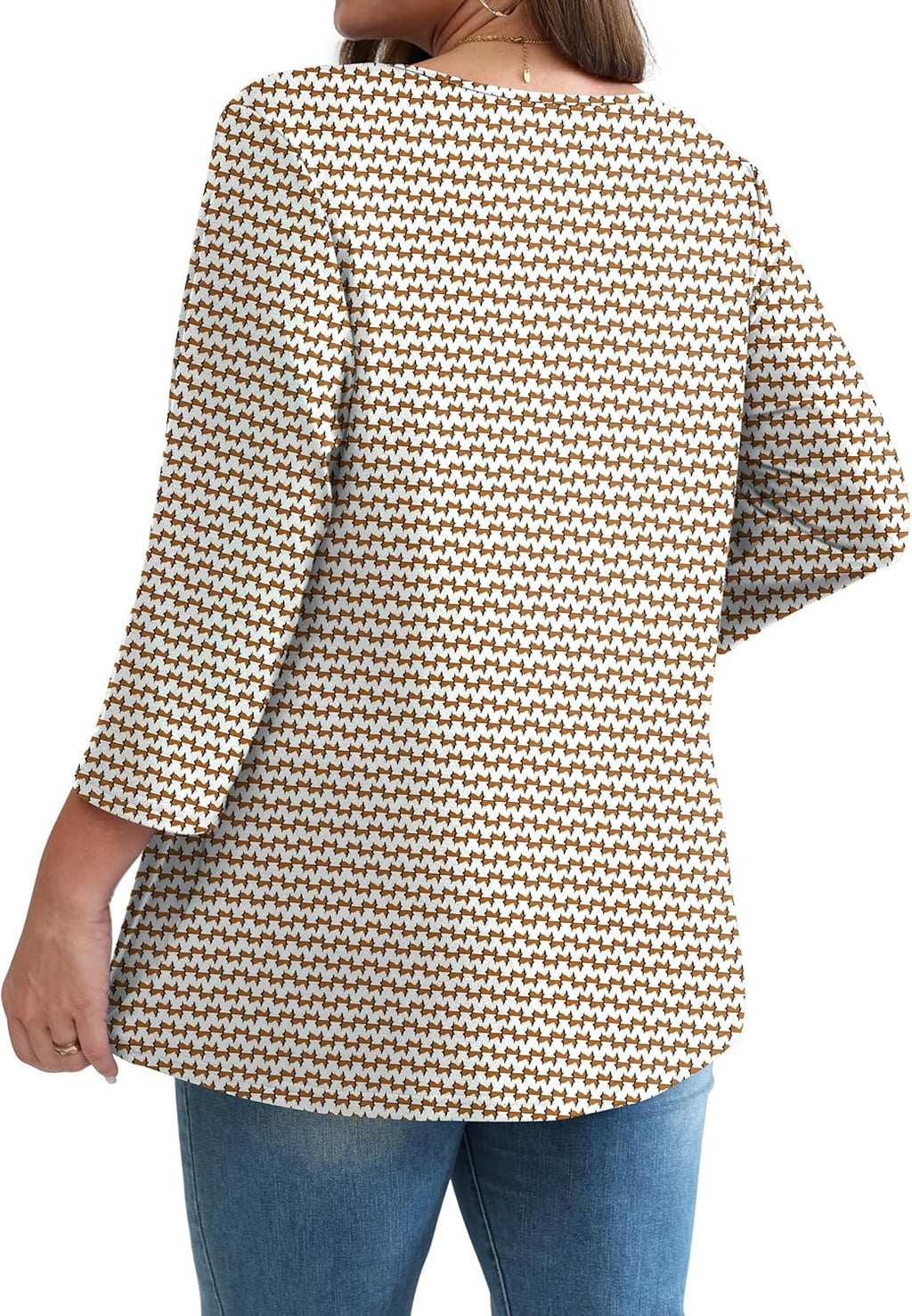 3/4 Length Sleeve Womens Tops 2025 Blouses for Women Dressy Casual Fashion Clothing V Neck Babydoll Tops Fall Outfits